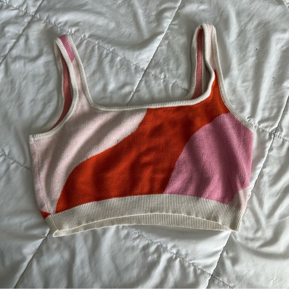CIDER Pink and Orange Crop Top